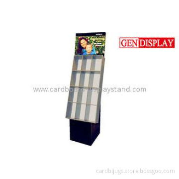 Stylish Tiered Books Cardboard Floor Display Stand With UV